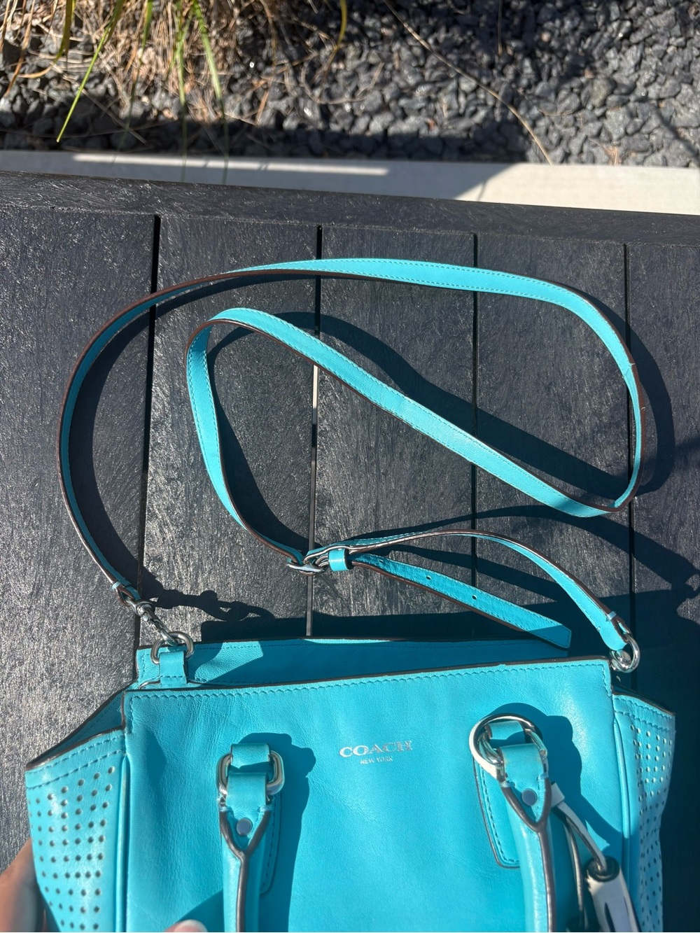 Coach Legacy Perforated Mini Tanner Bag in Robin Blue - Picture 7 of 10